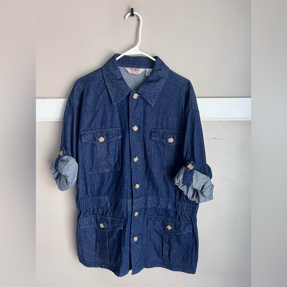 Relaxed Indigo Denim Jacket with Button Front - Picture 1 of 3